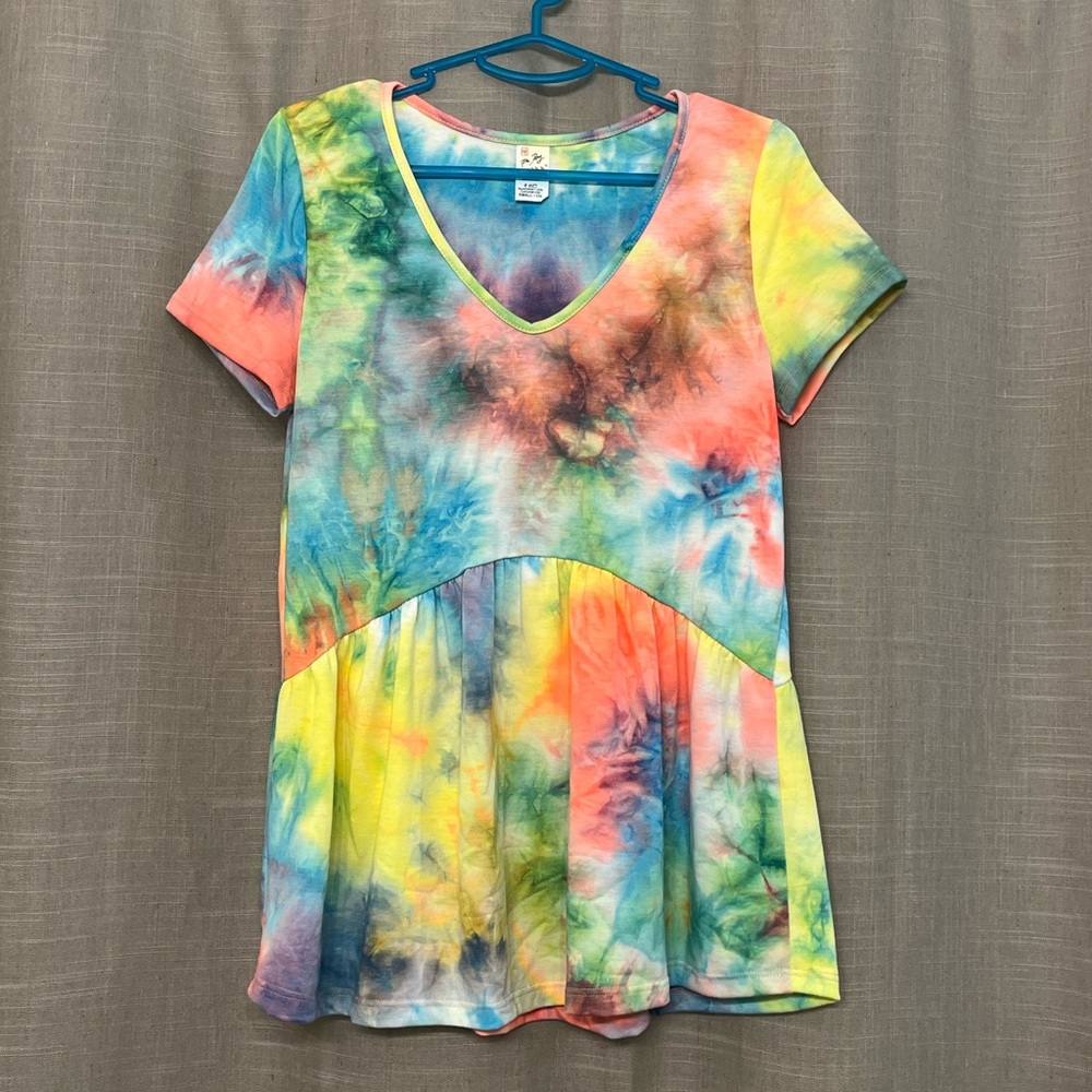 7th Ray Tye Dyed Peplum Top